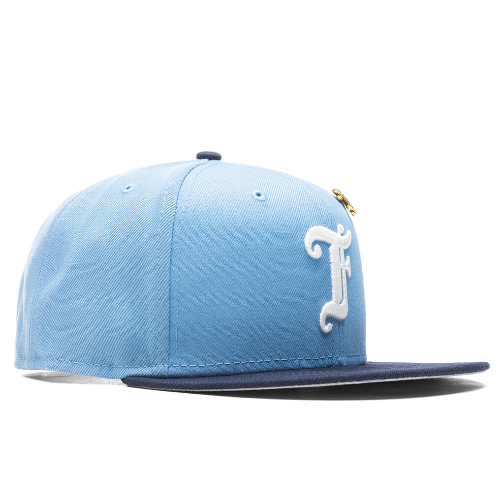Feature x New Era Old English F Snapback Hat w Pin Birdseye Blue Night Shift Navy
