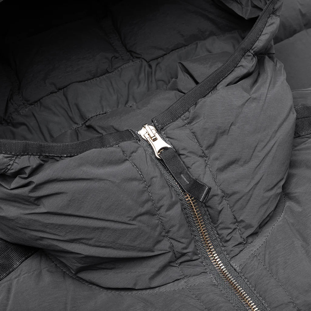 Real Feather Hooded Jacket Lead Grey