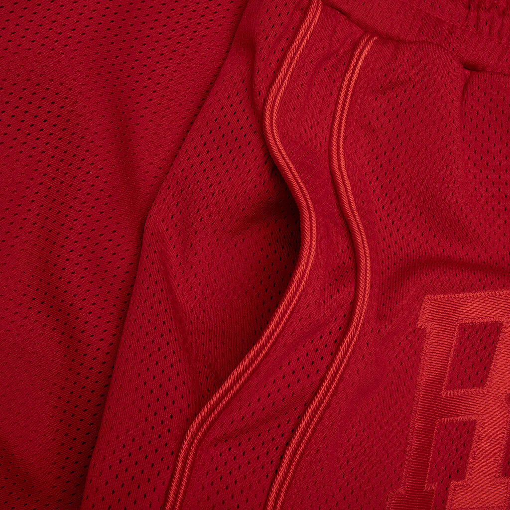 Baggy Mesh Collegiate Logo Shorts Red