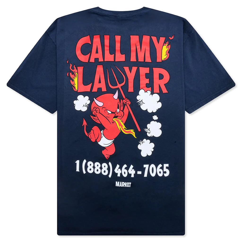 Market x Hot Stuff Call My Lawyer S S T Shirt Washed Blue