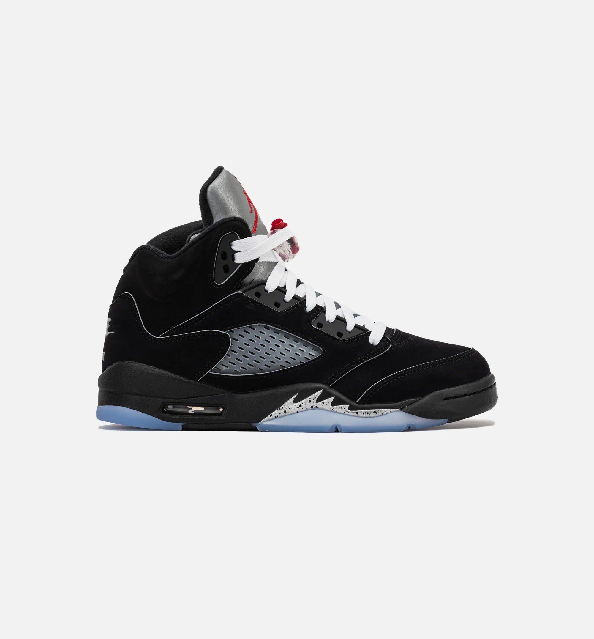 Air Jordan 5 Retro Reimagined Grade School Lifestyle Shoe Black White Metallic Silver Fire Red