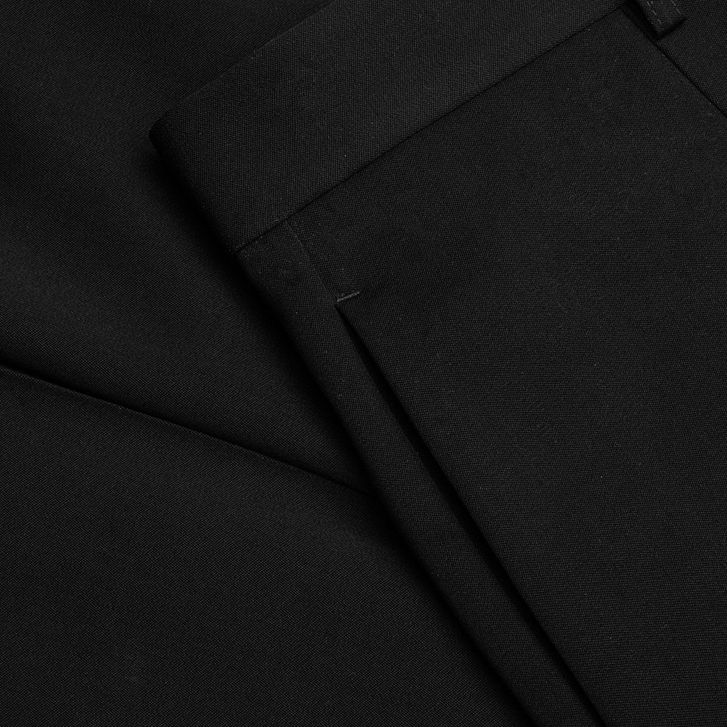 Wide Leg Gabardine Wool Trousers Black