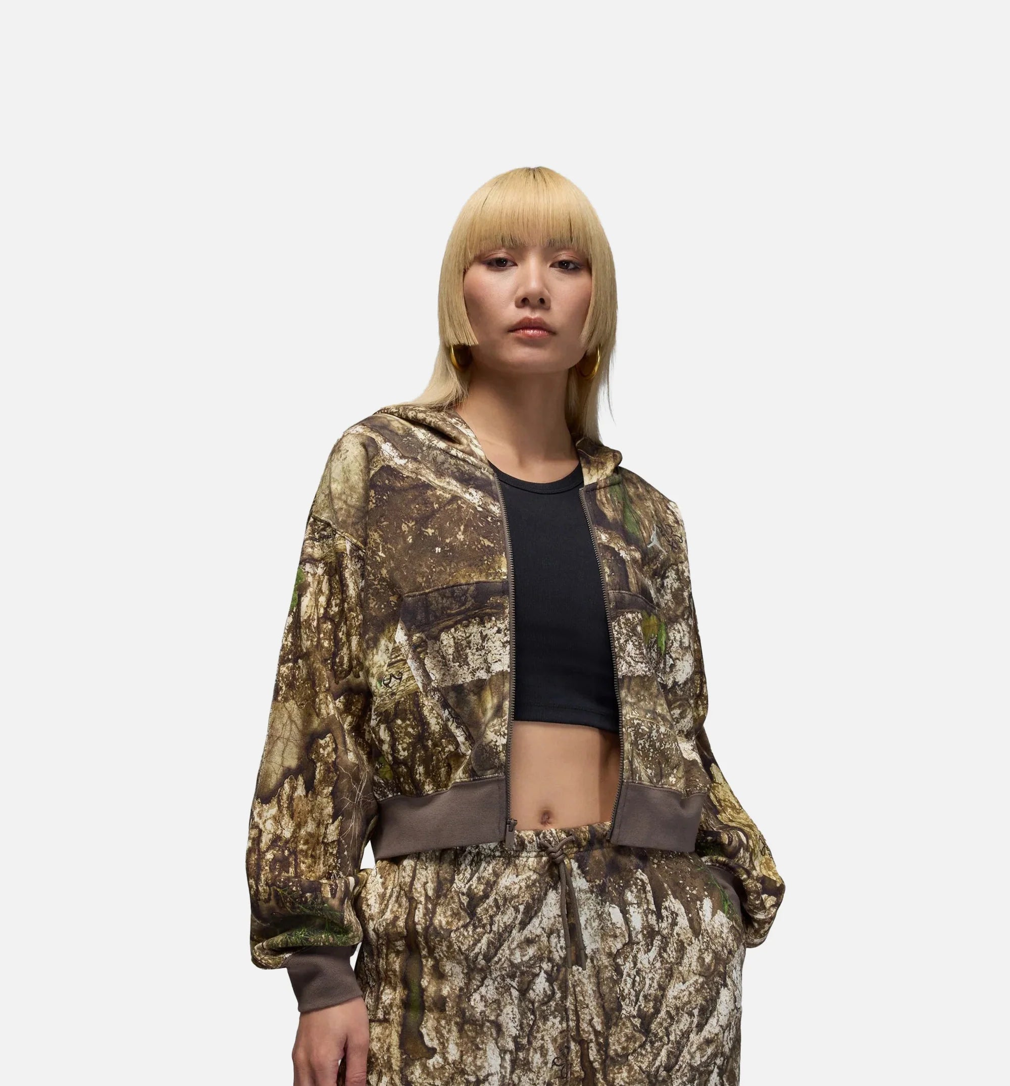 Brooklyn Fleece Realtree Mod Crop Full Zip Womens Hoodie Sail Sail