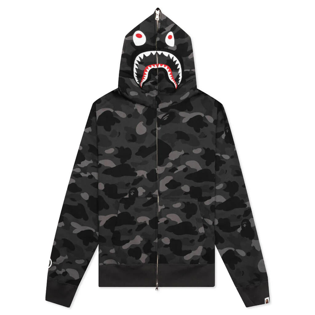 Color Camo Shark Full Zip Hoodie Black