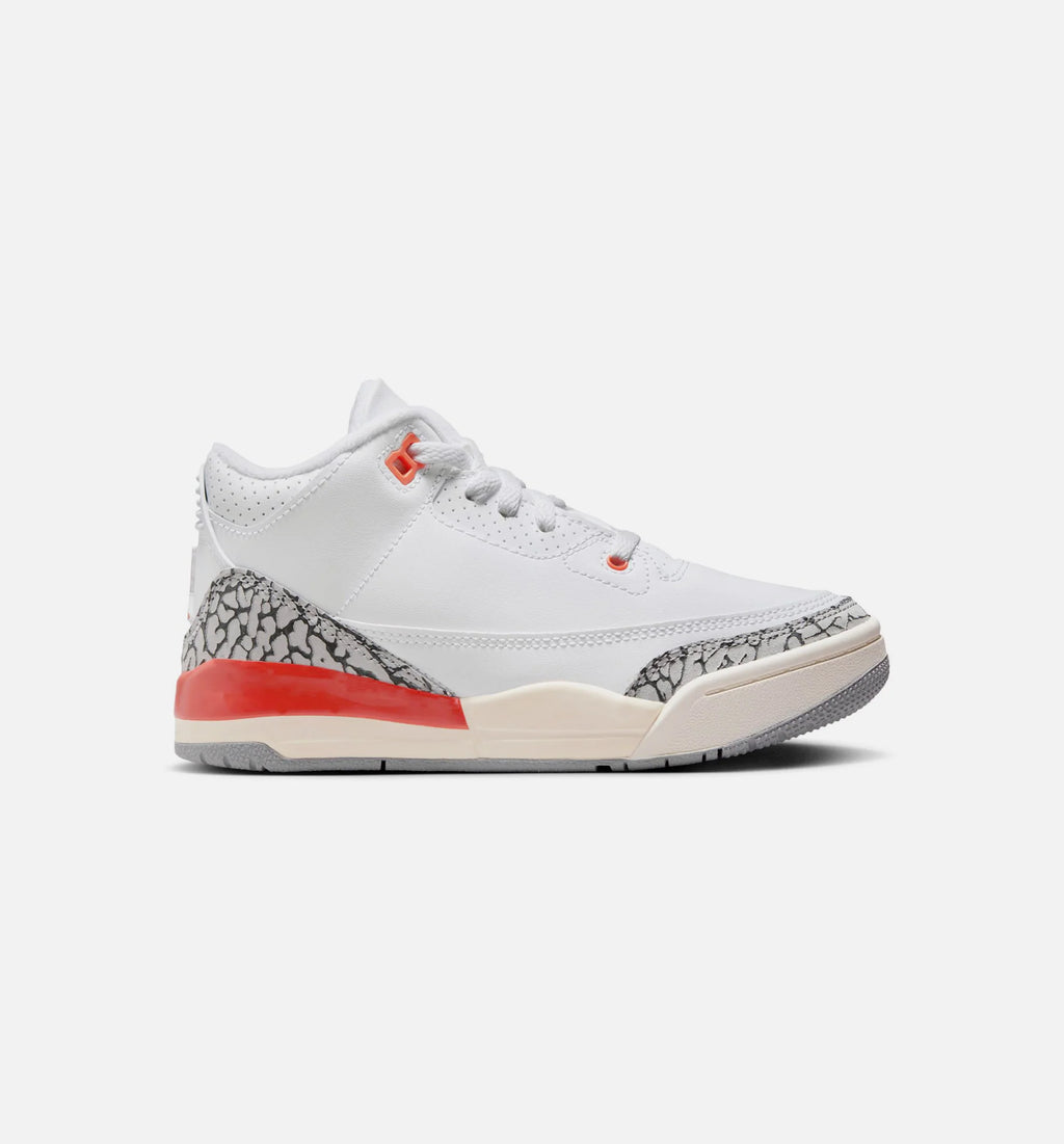 Air Jordan 3 Retro Georgia Peach Preschool Lifestyle Shoe White Cosmic Clay Sail Cement Grey