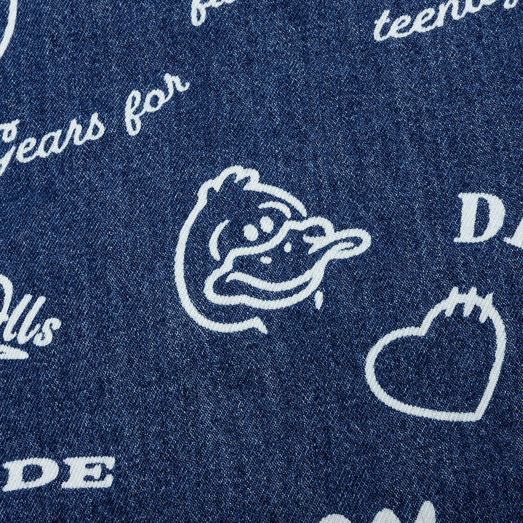 Printed Denim Coverall Jacket Indigo