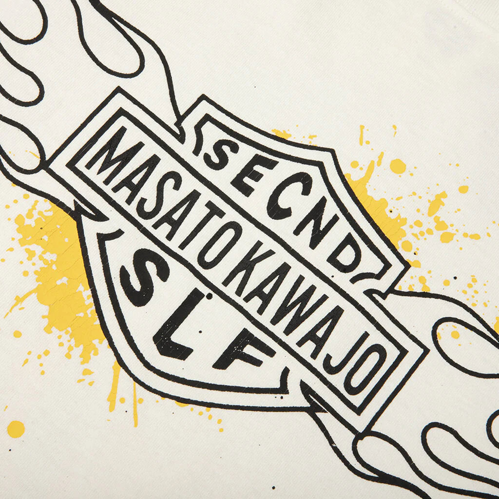 SeCND SLF x Masato Kawajo Firestorm Vintage L S Vintage White Yellow