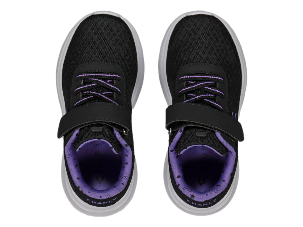 Tenis Charly Road Casual Negro y Morado para Niña