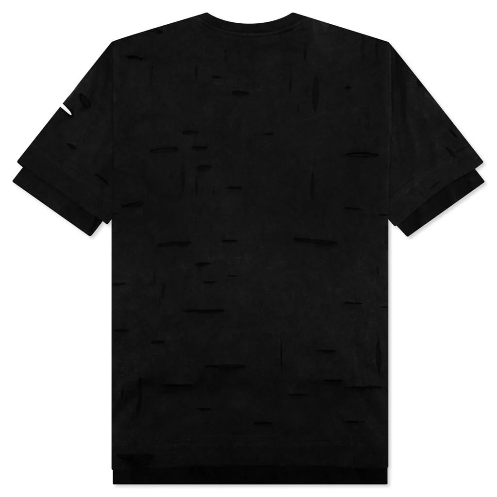 2 Layer Classic Fit Hole T Shirt Faded Black