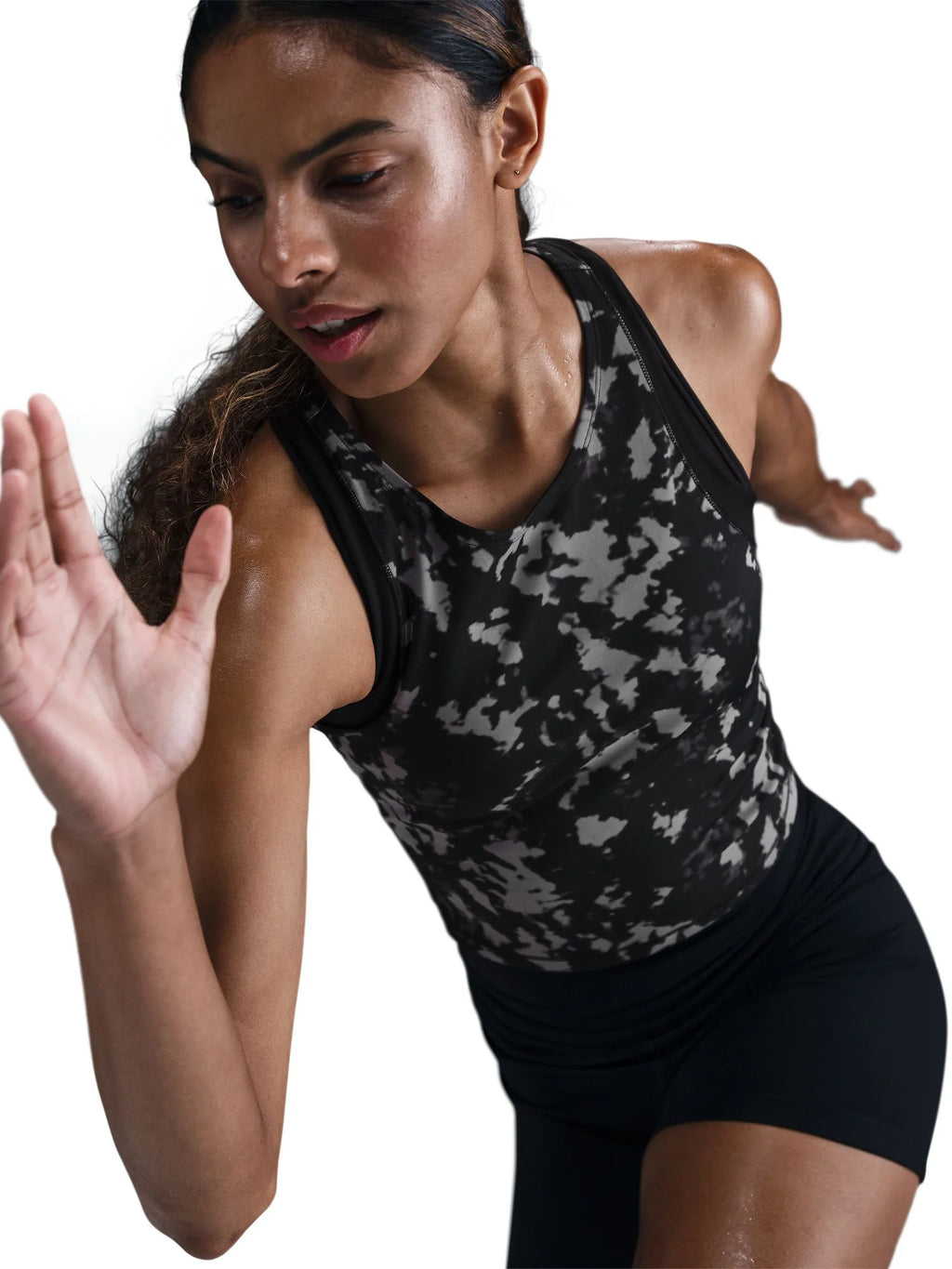 Nike Womens One Fitted Dri FIT Cropped Printed Tank Top
