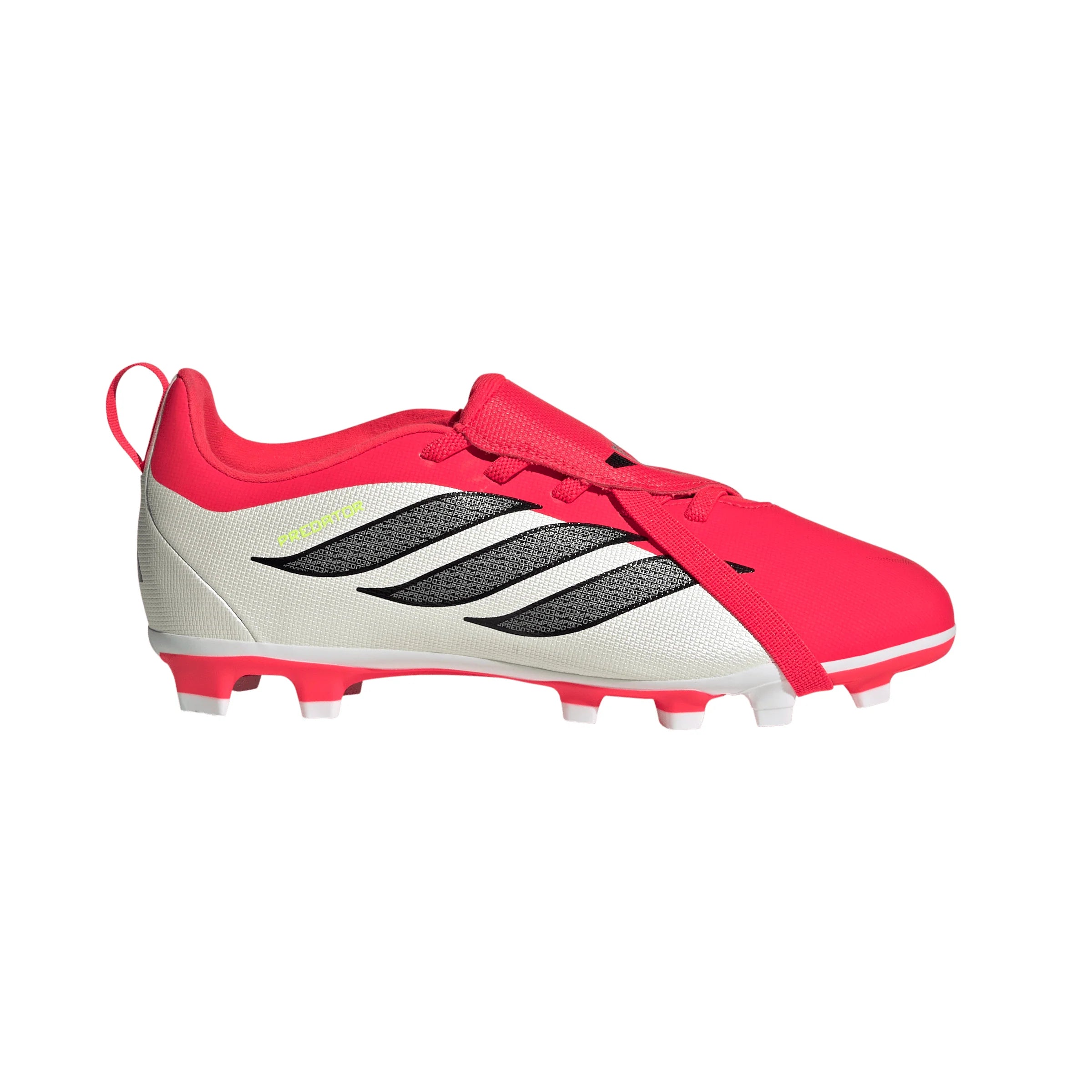 adidas Predator Club Fold Over Tongue Elastic Laces FG MG Youth Soccer Cleats Red Black White