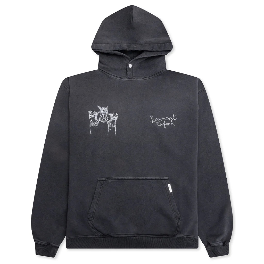 Hand Drawn Thoroughbred Dogs Hoodie Aged Black