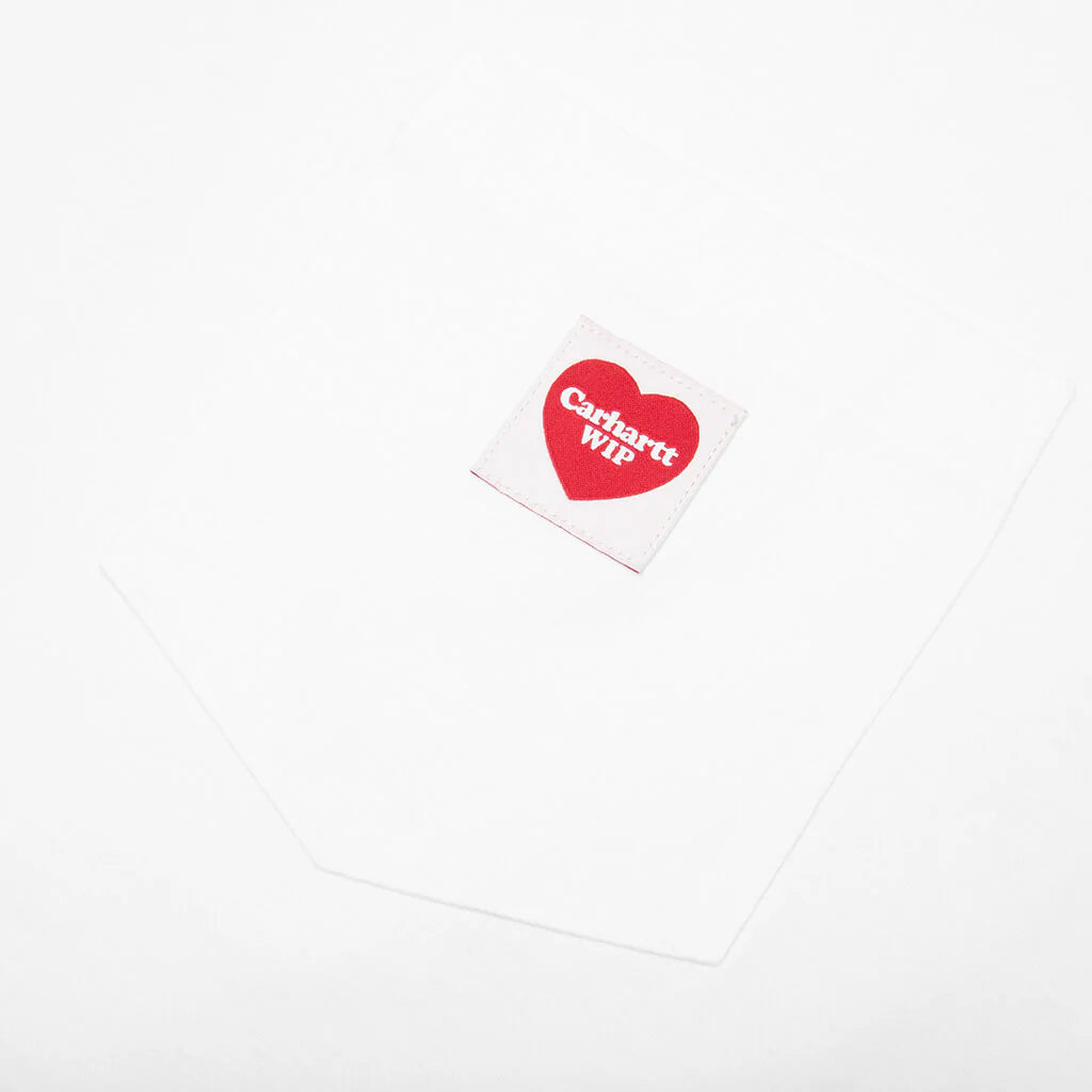 S S Pocket Heart T Shirt White Red