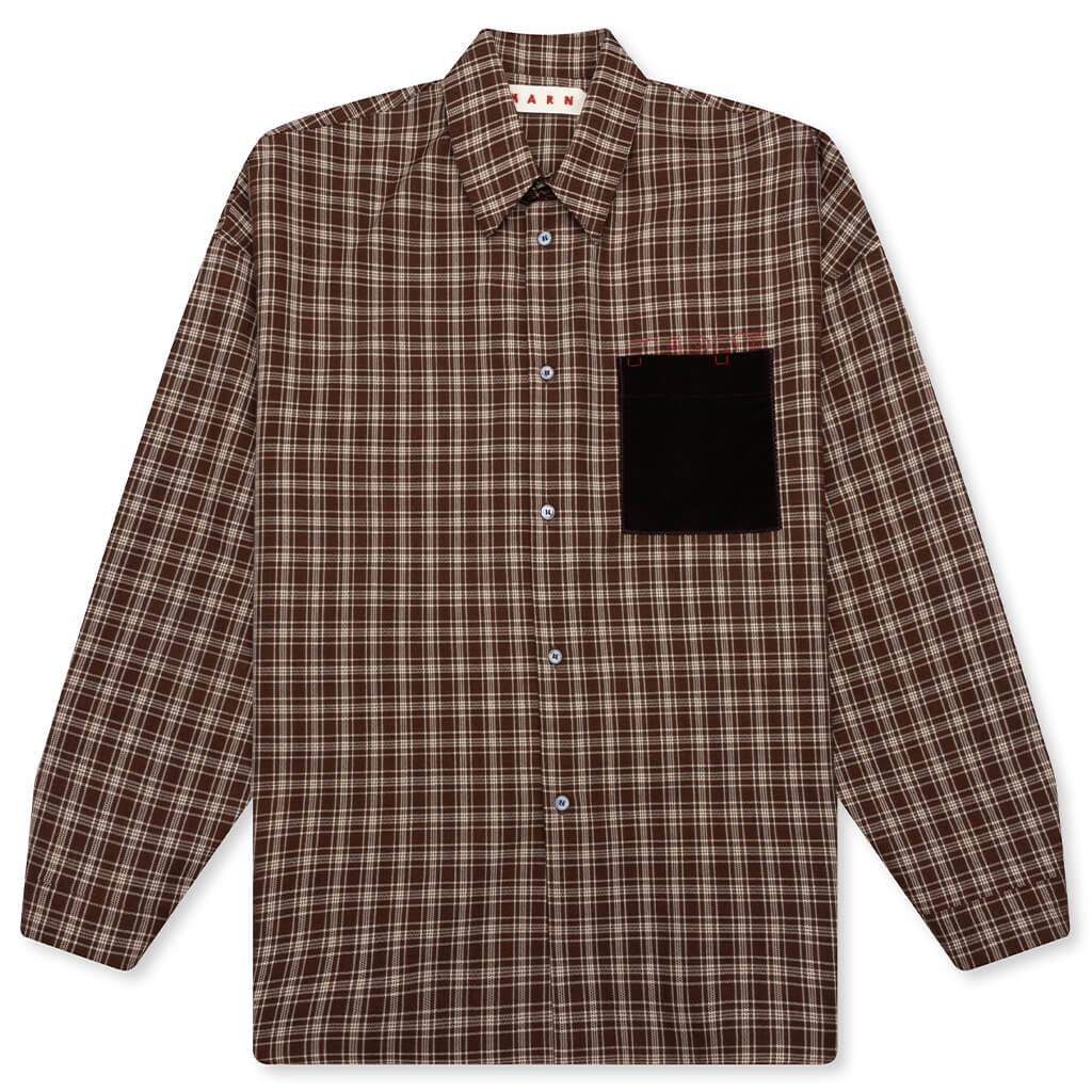 Check Grain De Poudre Wool Shirt Maroon