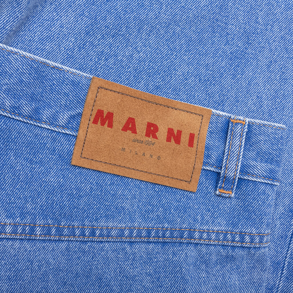 Wide Leg Blue Jeans With High Turn Up Cobalt