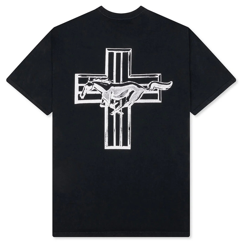 Mustang Cross T Shirt Hard Washed Black