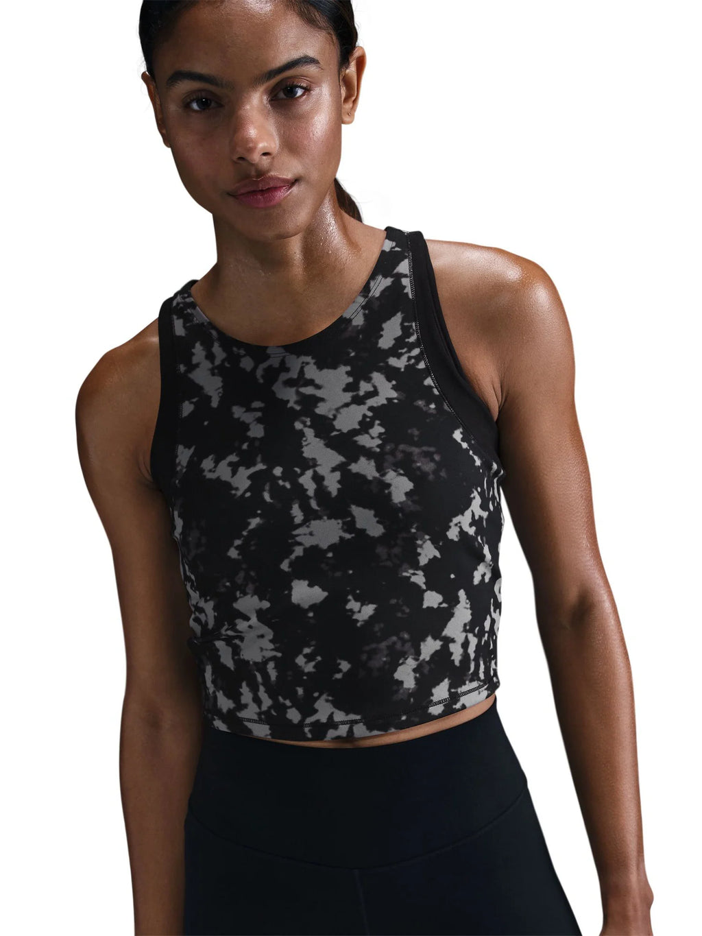 Nike Womens One Fitted Dri FIT Cropped Printed Tank Top