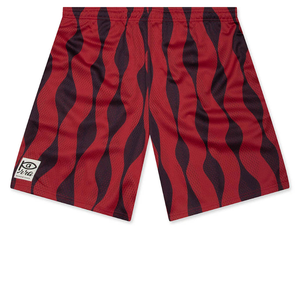 Waved Mesh Shorts Red