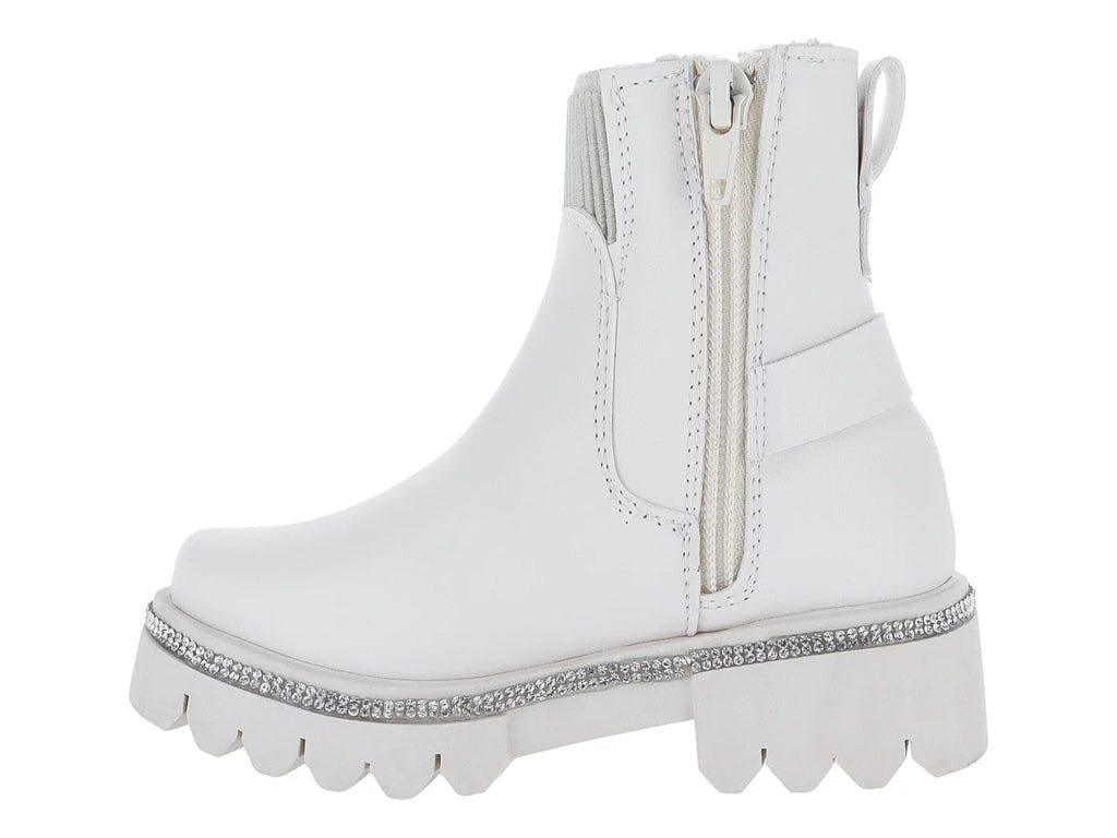 Botas Miroslava Blanco y Plata para Niña