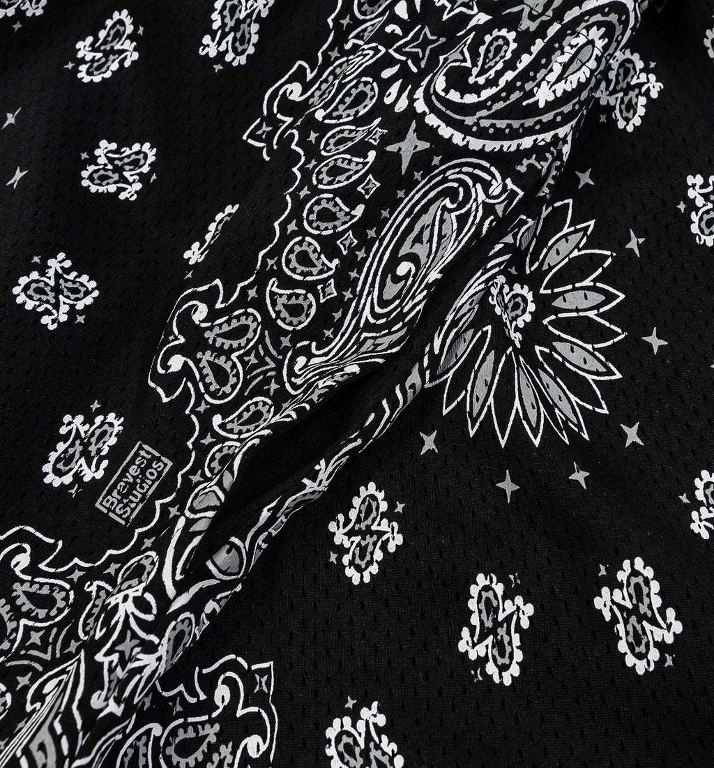 Screenprinted Paisley Two Tone Mens Short Black White