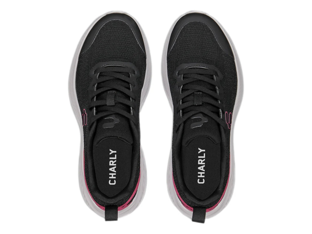 Tenis Charly Road Casual Negro con Fucsia para Mujer