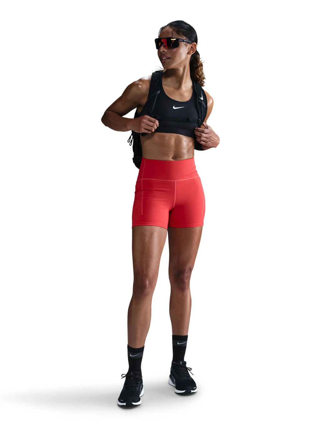 Nike Womens Swift High Waisted 4 Tight Running Shorts with Pockets