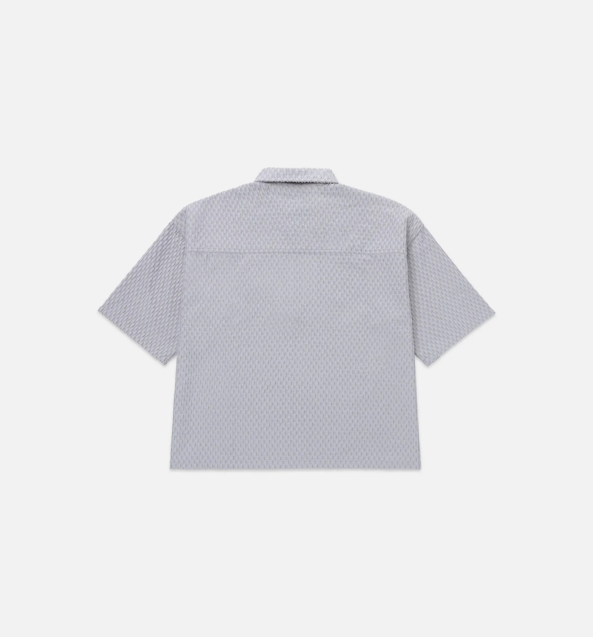 Textured Knit Quarter Zip Mens Short Sleeve Shirt Grey