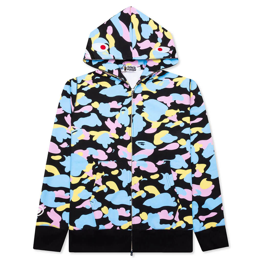 New Multi Camo 2nd Shark Full Zip Hoodie Black