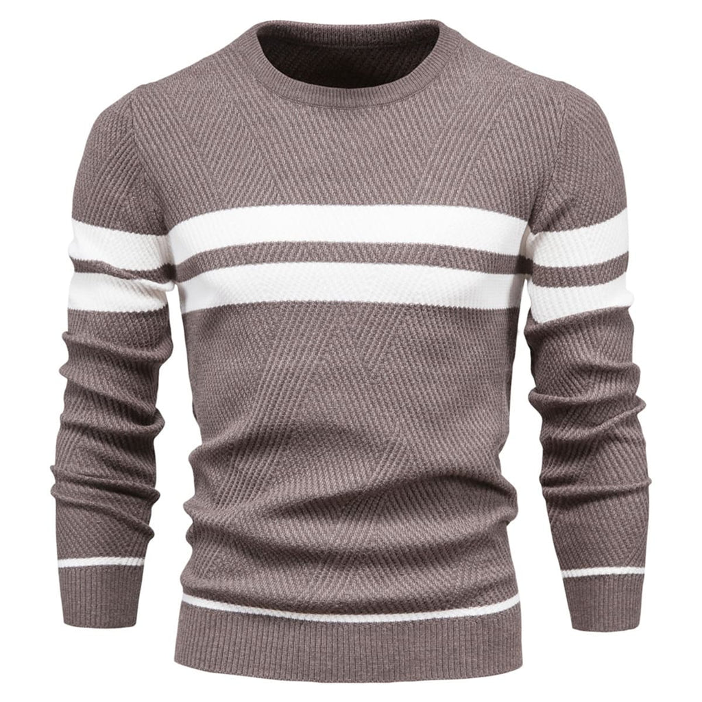 Mens Crew Neck Pullover Striped Sweater