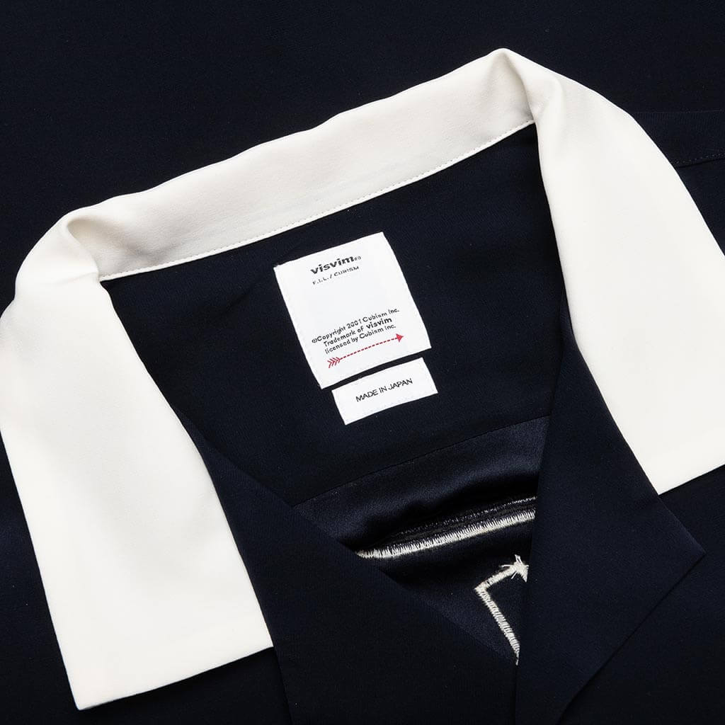Hacking Short Sleeve Silk Navy