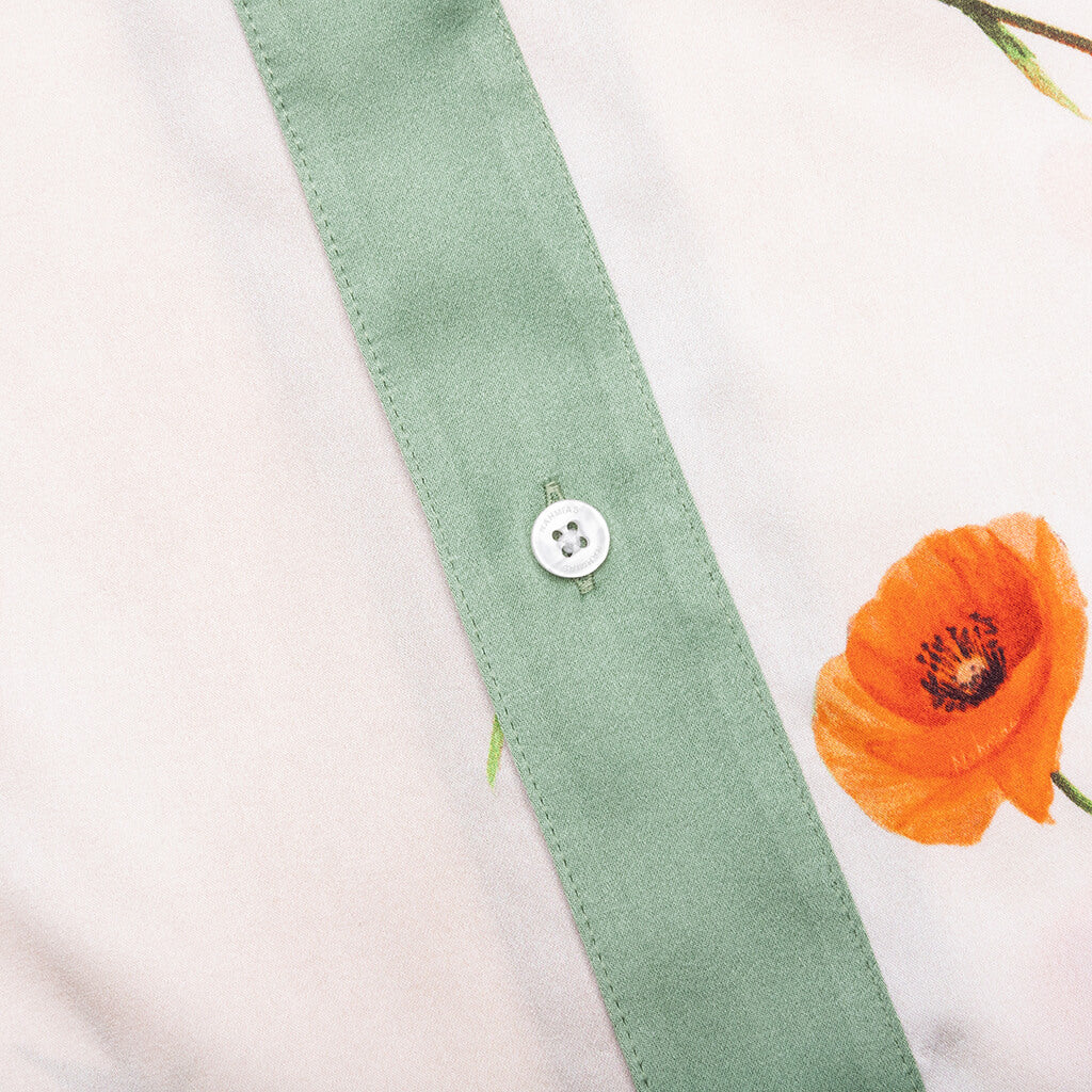 Color Block S S Silk Shirt Poppy Ivory