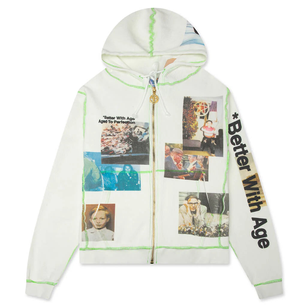 Ricky Waffle Zip Up Hoodie White