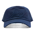 Waxed Cursive Stitched Trucker Snapback Navy