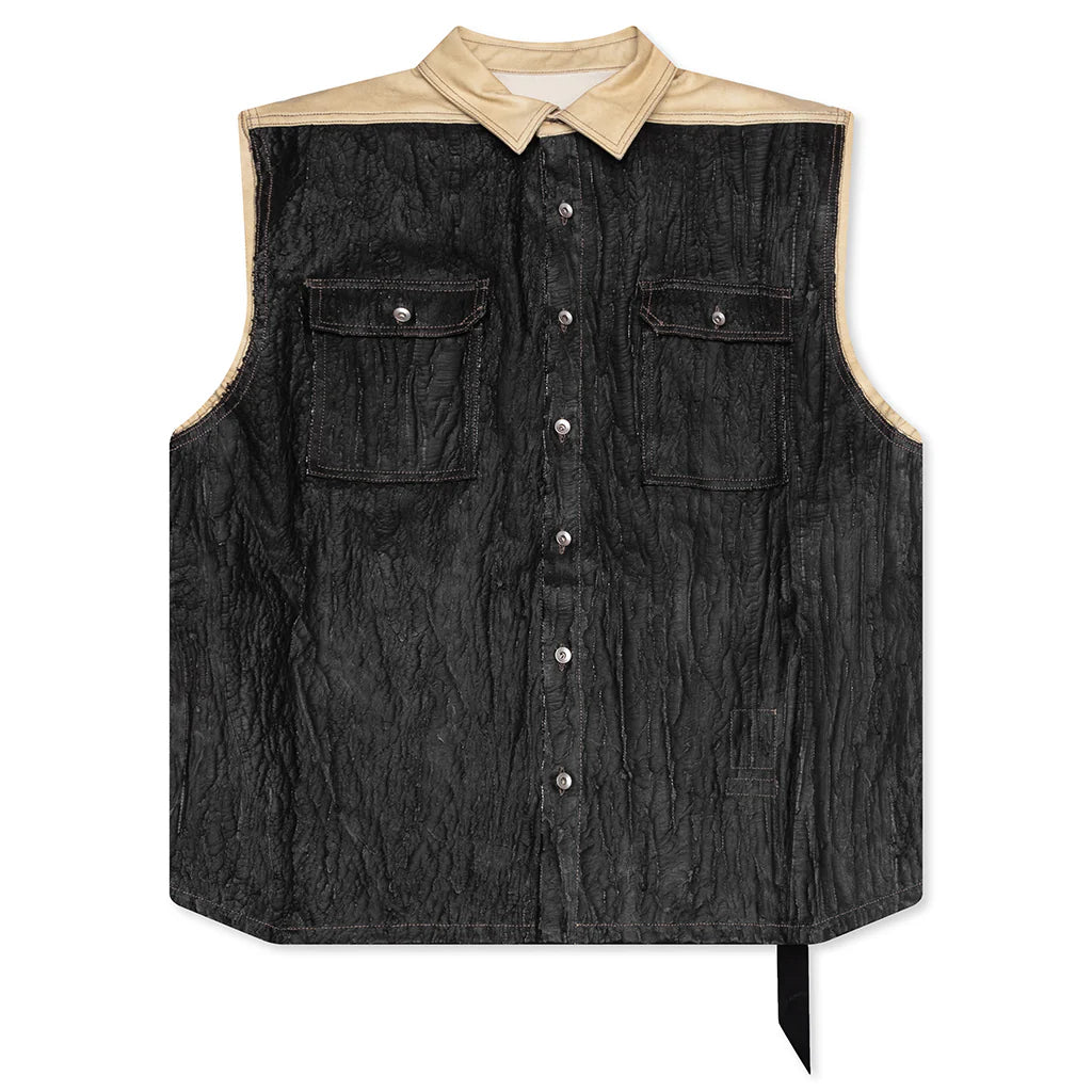 Sl Tommy Jumbo Sleeveless Denim Jacket Parchment Black
