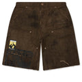 Sinned 4 Nothing Waxed Canvas Double Knee Short Brown