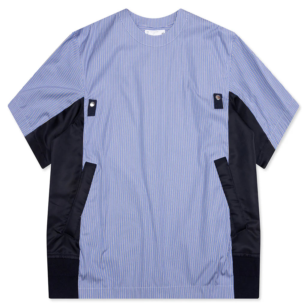 Cotton Poplin Pullover Blue Stripe