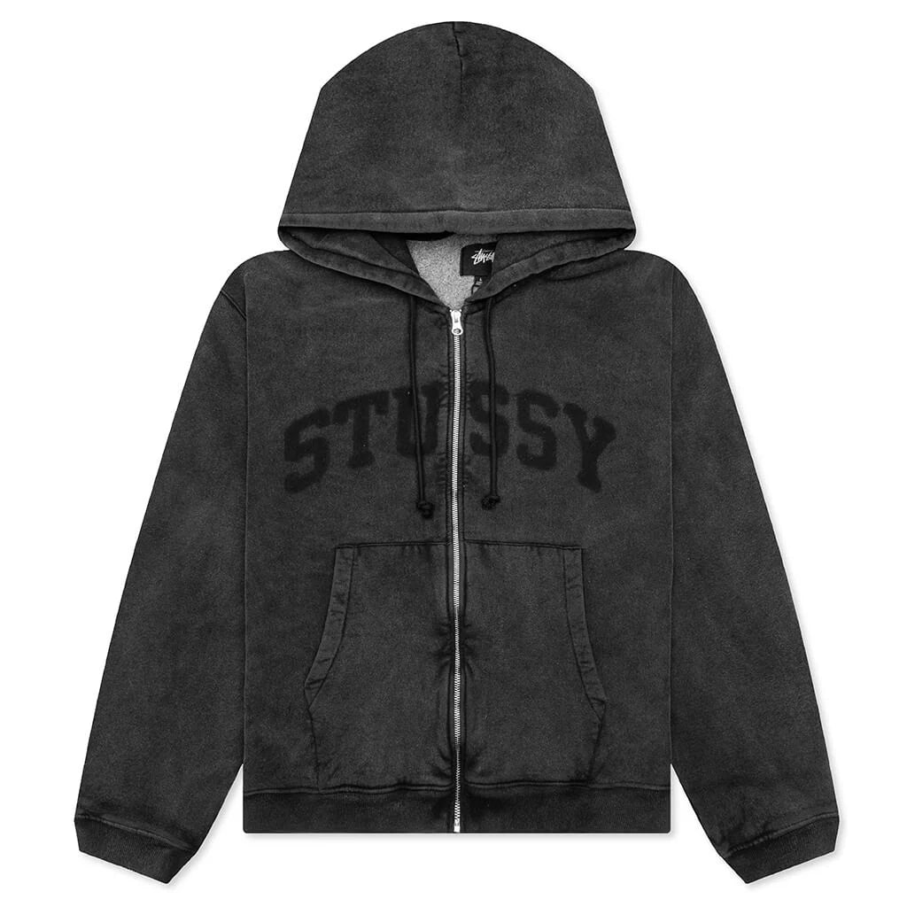 Faded Graphic Zip Hood Washed Black