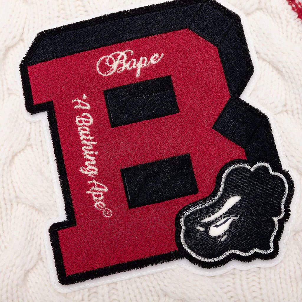 College Badges Knit Cardigan Ivory