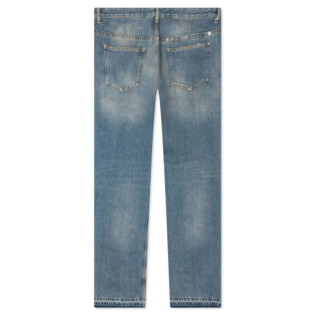 Unpicked Hem Straight Fit Pant Medium Blue
