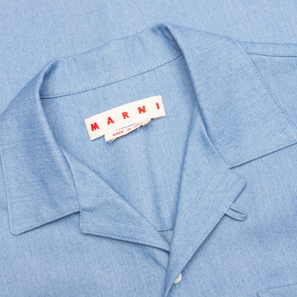 Blue Denim Short Sleeve Shirt with Trunakaroo Plaque Iris Blue