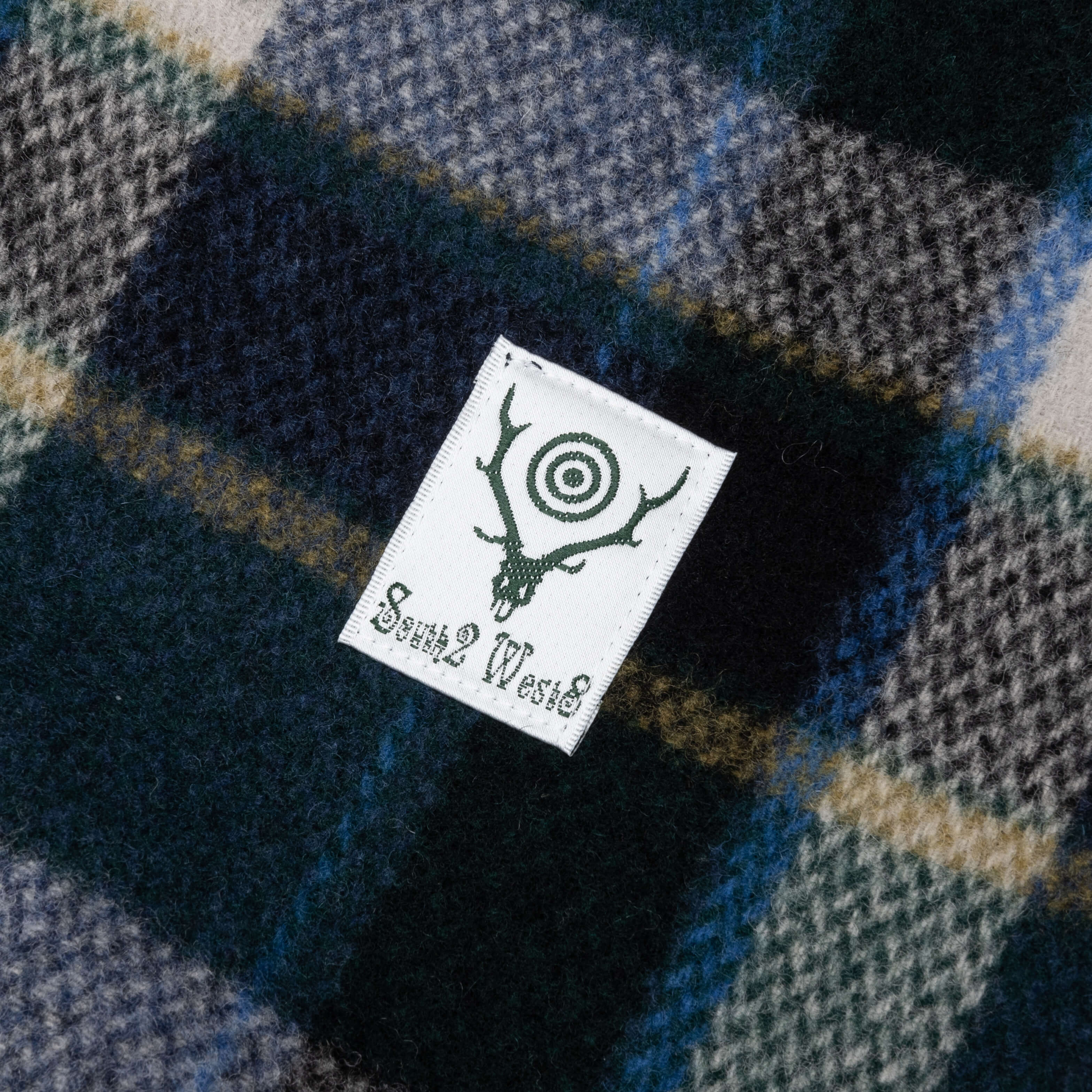 Wool Melton Plaid Coach Jacket Green