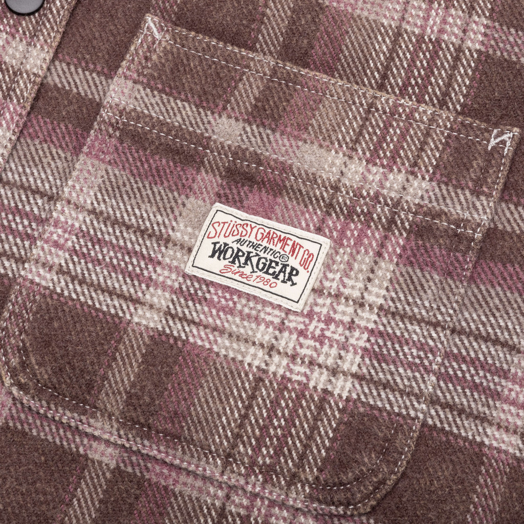 Heavy Washed Plaid Shirt Brown