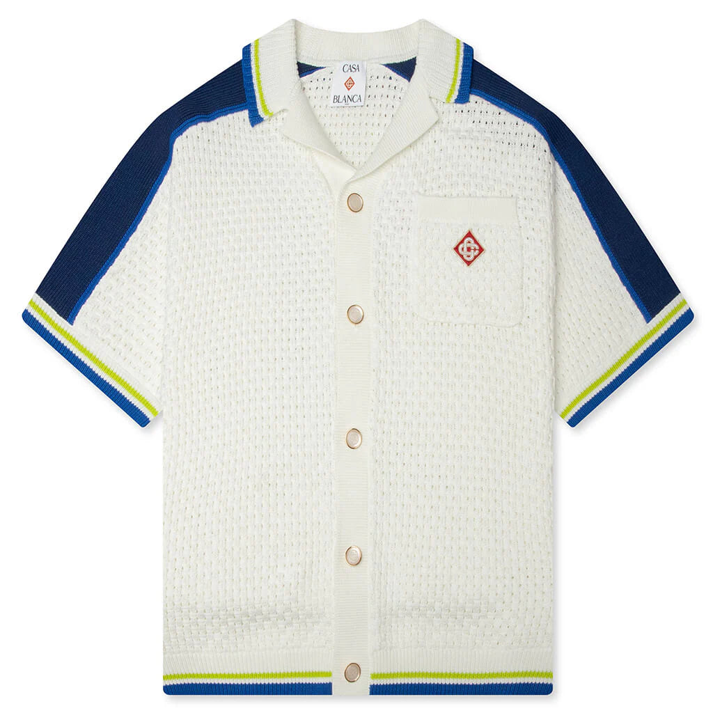 Crochet Shirt White Blue