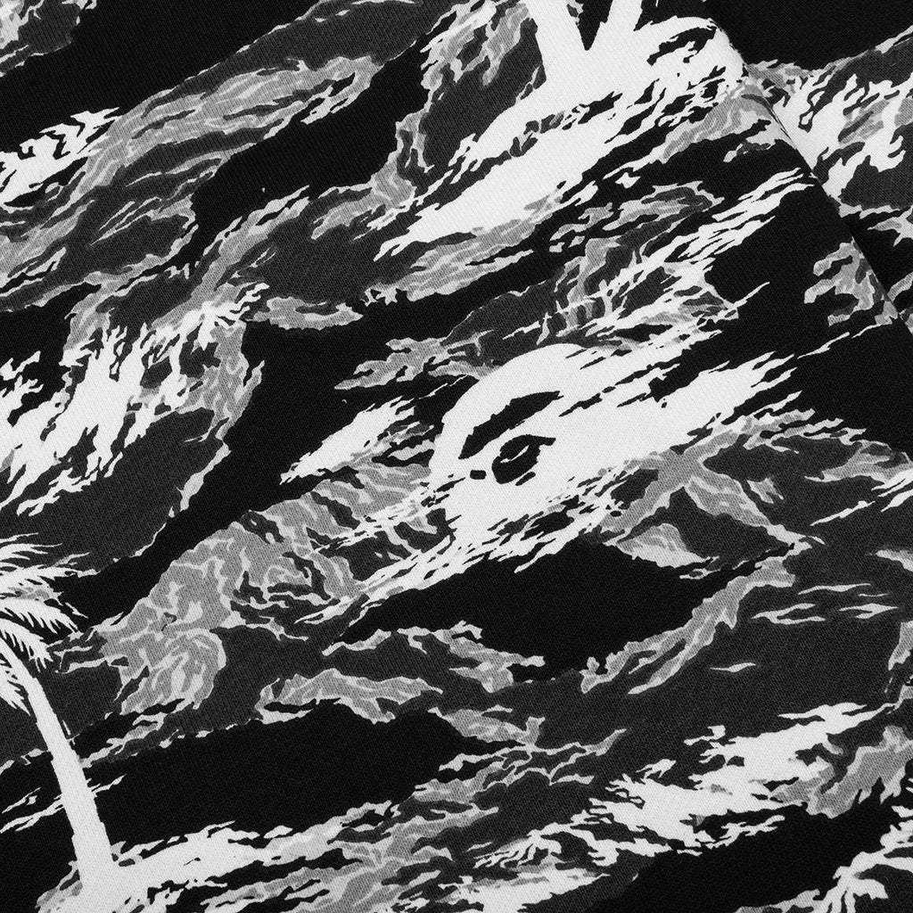 Palm Tree Camo Relaxed Fit Shark Full Zip Hoodie Black