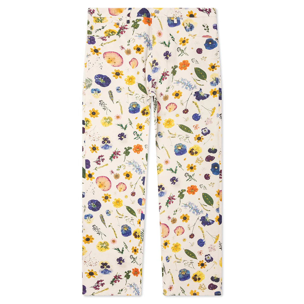 Floral Beaded Baggy Jean Pressed Flower
