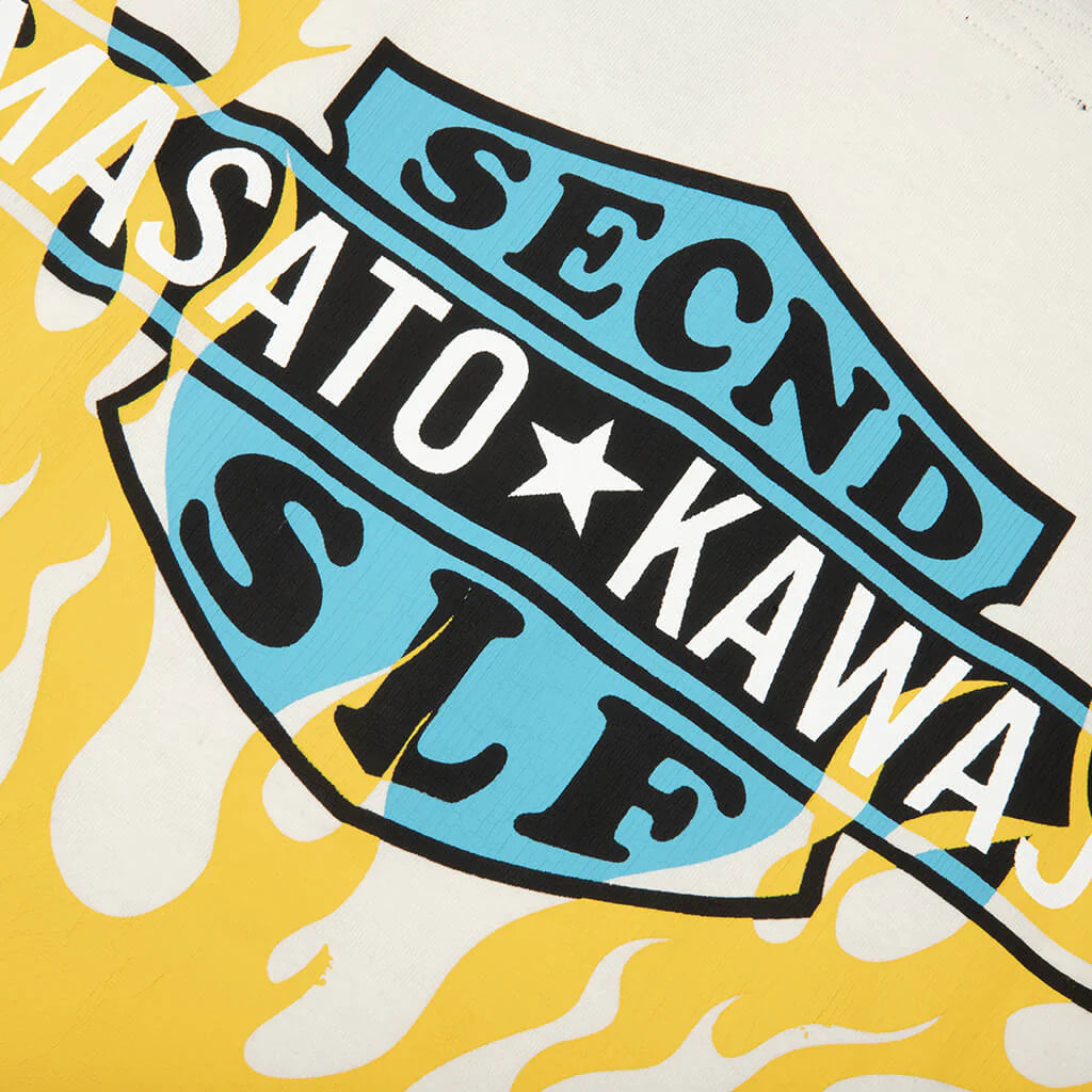 SeCND SLF x Masato Kawajo Firestorm Vintage L S Vintage White Yellow