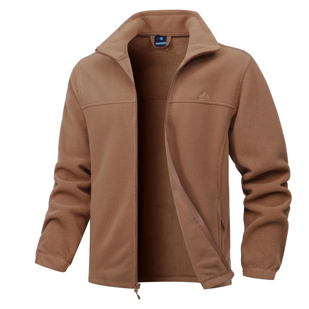 Mens Fleece Full Zip Brown Jacket