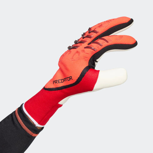 adidas Predator Pro Fingersave Goalkeeper Gloves Luci Red Black Pure Ruby