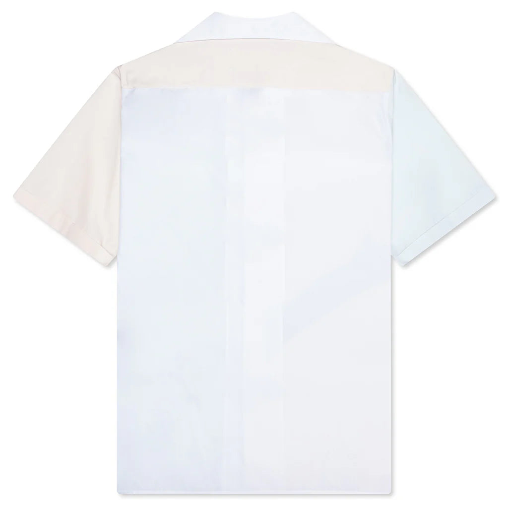 Short Sleeve Pocket Shirt White Cream Light Blue