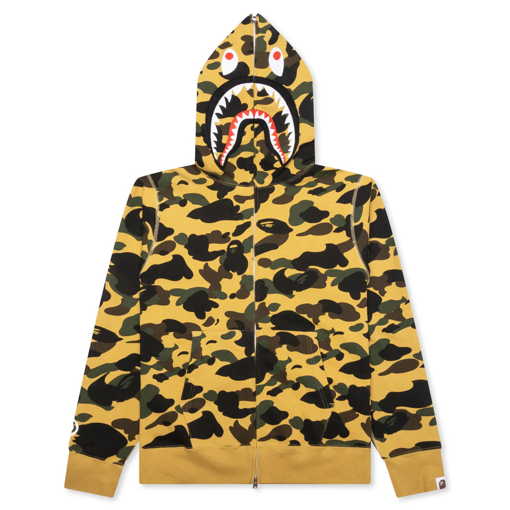 1st Camo 2nd Shark Full Zip Hoodie Yellow